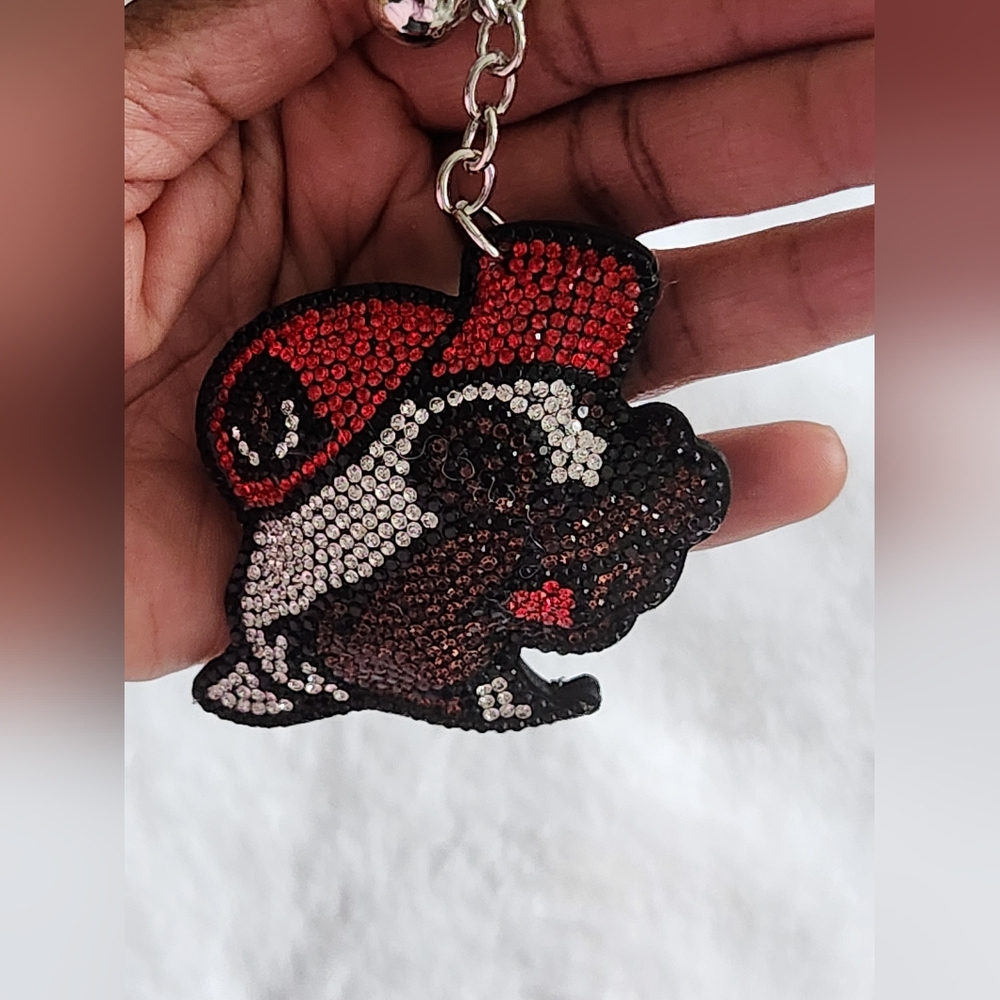 Buc-ee Sparkling Red and Brown Beever Keychain Bag Charm - Picture 6 of 6